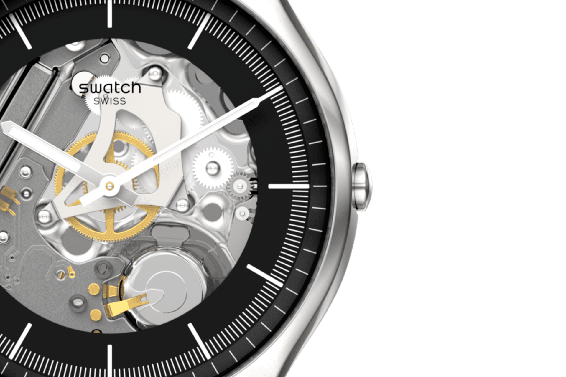 Swatch Monthly Drops Black Skeleton Watch