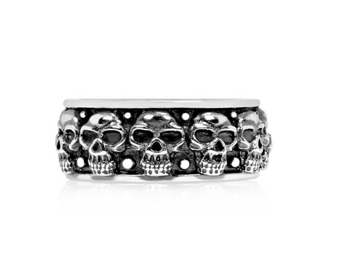 Steel Skull Heads Ring