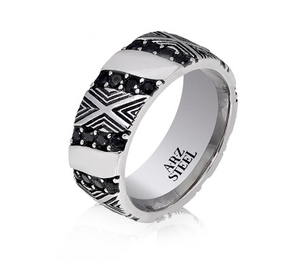 ARZ Steel Black Stone Ring AS-R64