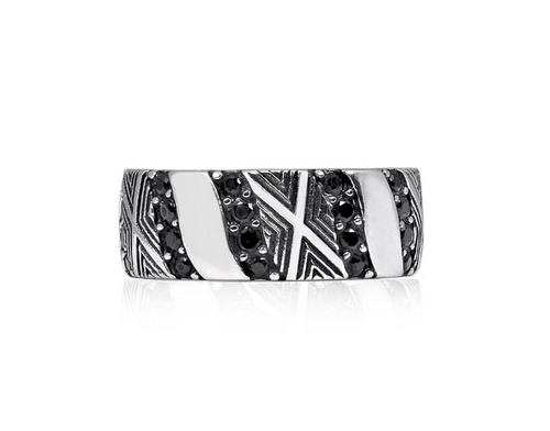 ARZ Steel Black Stone Ring AS-R64