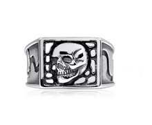 ARZ Steel Skull Signet Ring AS-R65