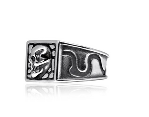ARZ Steel Skull Signet Ring AS-R65