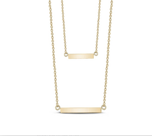 Double Bar Necklace With C.Z Stones