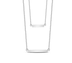 Double Bar Necklace With C.Z Stones