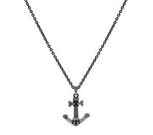 ARZ Steel Bones Anchor Pendant W/ 28" Chain AS-P57-28