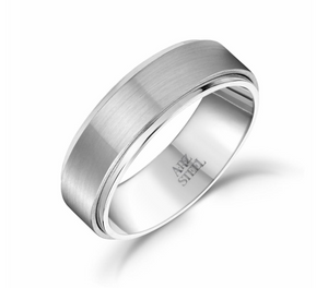 Matte & Shiny Steel Ring 7mm