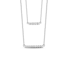 Double Bar Necklace With C.Z Stones